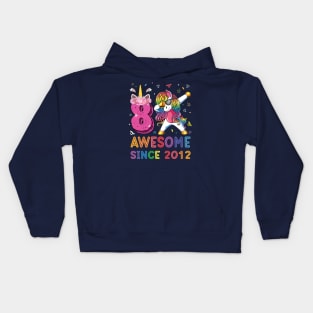 Awesome Since 2012 Dabbing Unicorn Shirt 8th Birthday Party Kids Hoodie